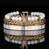 Ensemble de Bracelets de Luxe avec Crâne Doré pour Homme
