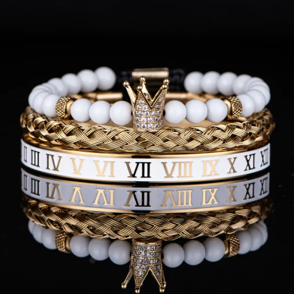 S59499427ab33405a9f65584cecd7babeo.webp Ensemble de Bracelets de Luxe avec Crâne Doré pour Homme