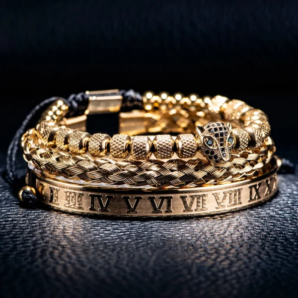 S61ca4a822d414013a5f4bc41937f6894P.webp Ensemble 3pcs de Bangles en Acier Inoxydable, Style Classique et Luxueux