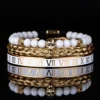 Ensemble de Bracelets de Luxe avec Crâne Doré pour Homme