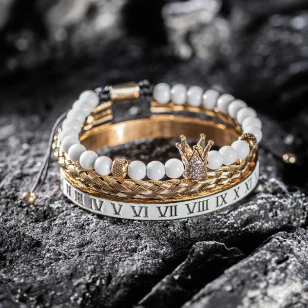 S6840912ce4b24d5f80667d761cc353e8i.webp Ensemble de Bracelets de Luxe avec Crâne Doré pour Homme