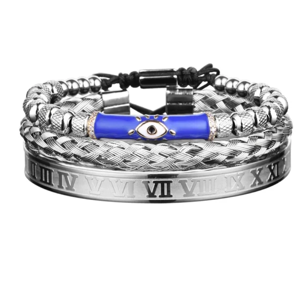 S6c00eaae521f424e8984f52c7913fc56C.webp Ensemble de Bracelets Œil en Émail et Couronne Royale pour Homme
