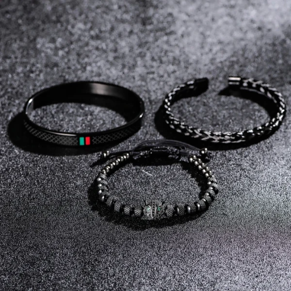 S739c9c1a18004d4da2caabab2eb9420eH.webp Bracelet Fait Main avec Tressage et Tête de Léopard Pavée de CZ, en Émail Vert et Rouge