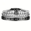 Bracelet Ajustable en Acier Inoxydable avec Charme Couronne Royale et Émail, Style Romain
