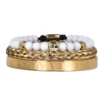 Ensemble de Bracelets de Luxe avec Crâne Doré pour Homme