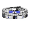 Ensemble de Bracelets Œil en Émail et Couronne Royale pour Homme