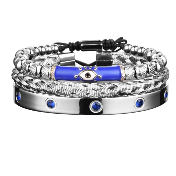 S920bdbc2e6c447f4bead3b6fb101c677A.webp Ensemble de Bracelets Œil en Émail et Couronne Royale pour Homme