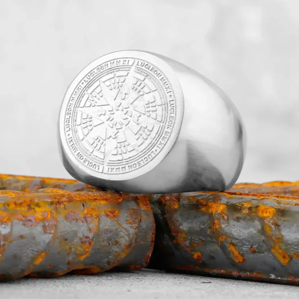 S92680870a4294ec0bc8d699b2b5c7afbA.webp Bague Viking Arbre de Vie et Boussole en Acier Inoxydable