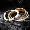 Ensemble de Bracelets de Luxe avec Crâne Doré pour Homme