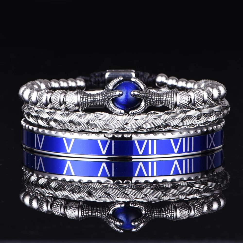 Ensemble de Bracelets avec Numéro Romain et Pierre Naturelle