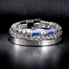 Ensemble de Bracelets Œil en Émail et Couronne Royale pour Homme