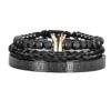 Bracelet Ajustable en Acier Inoxydable avec Charme Couronne Royale et Émail, Style Romain