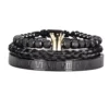 Bracelet Ajustable en Acier Inoxydable avec Charme Couronne Royale et Émail, Style Romain