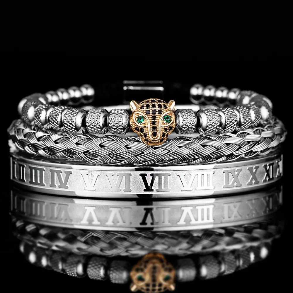 Ensemble 3pcs de Bangles en Acier Inoxydable, Style Classique et Luxueux