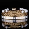 Ensemble de Bracelets de Luxe avec Crâne Doré pour Homme