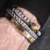 Ensemble de Bracelets avec Numéro Romain et Pierre Naturelle