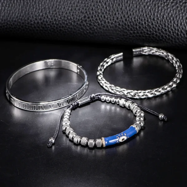 Sc609990b204d4c0d862dd74c7bb847307-1.webp Ensemble de Bracelets Œil en Émail et Couronne Royale pour Homme
