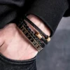 Trio de Bracelets Classiques pour Hommes, Corde en Chanvre et Acier Inoxydable