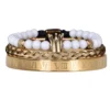 Ensemble de Bracelets de Luxe avec Crâne Doré pour Homme