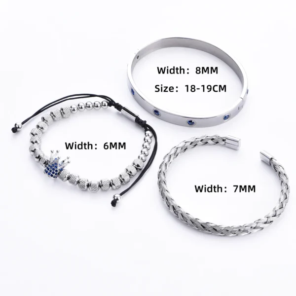 Sd6951e00ddf248ea896a7431a7ddeb10E.webp Bracelet Royal Charm avec Couronne CZ Bleue pour Homme