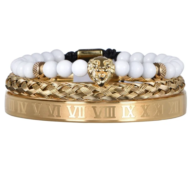 Sd72d5976116a42ccbf9b3374a44b1365M.webp Ensemble de Bracelets de Luxe avec Crâne Doré pour Homme