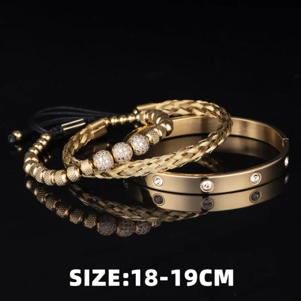 Sd8190ca721b84c42868b4438908743a4r-2.webp Trio de Bracelets Charme Royal, Micro Pavé CZ, pour Hommes
