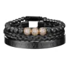 Trio de Bracelets Charme Royal, Micro Pavé CZ, pour Hommes