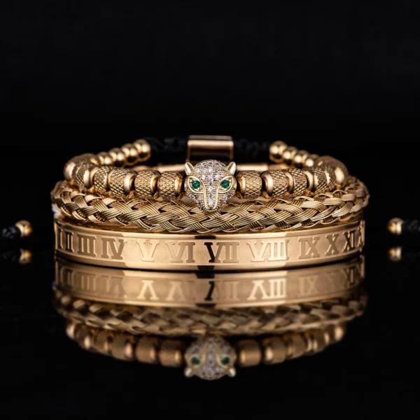 Ensemble 3pcs de Bangles en Acier Inoxydable, Style Classique et Luxueux