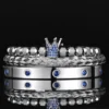 Bracelet Royal Charm avec Couronne CZ Bleue pour Homme