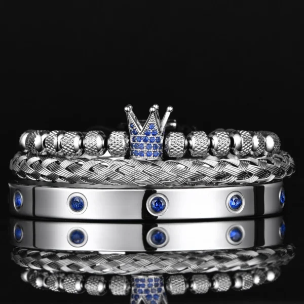 Sddd47b413ca94aa8b7012e65dd01e5f2C.webp Bracelet Royal Charm avec Couronne CZ Bleue pour Homme