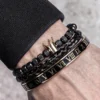 Bracelet Ajustable en Acier Inoxydable avec Charme Couronne Royale et Émail, Style Romain