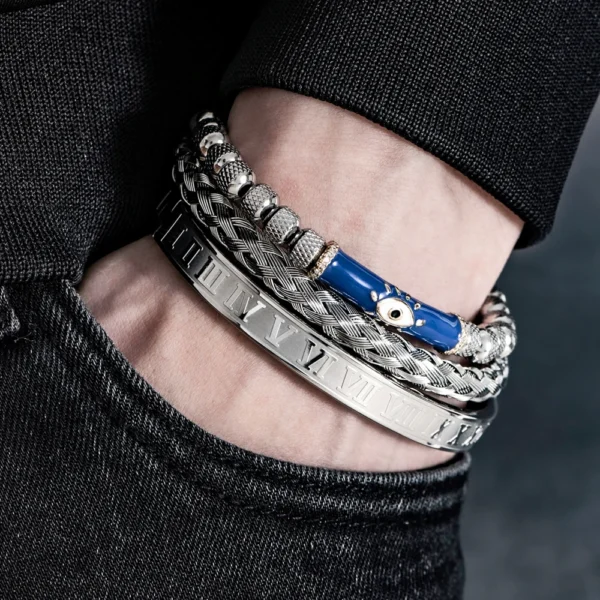 Se40628f0c30543baaee4e02a7fdd7554P.webp Ensemble de Bracelets Œil en Émail et Couronne Royale pour Homme