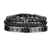 Bracelet Ajustable en Acier Inoxydable avec Charme Couronne Royale et Émail, Style Romain