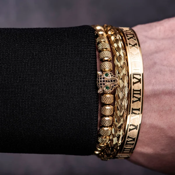 Ensemble 3pcs de Bangles en Acier Inoxydable, Style Classique et Luxueux