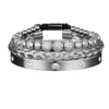 Trio de Bracelets Charme Royal, Micro Pavé CZ, pour Hommes