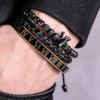 Bracelet Ajustable en Acier Inoxydable avec Charme Couronne Royale et Émail, Style Romain