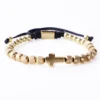 Charm  Bracelet Cross Stainless Steel Beaded Bracelets Handmade Men Women Prayer Fitness Chain Couple Jewelry Gift