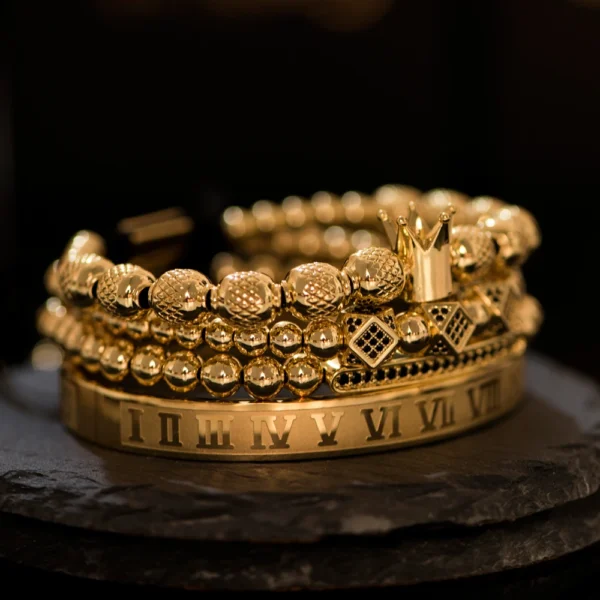 H1bc2bce975d1409b863b1c8a242eaf940-4.webp 2020 New Design Handmade Braiding Bracelet Hip Hop Men Polished Crown Roman Numeral Bracelet Luxury Jewelry DropShiping