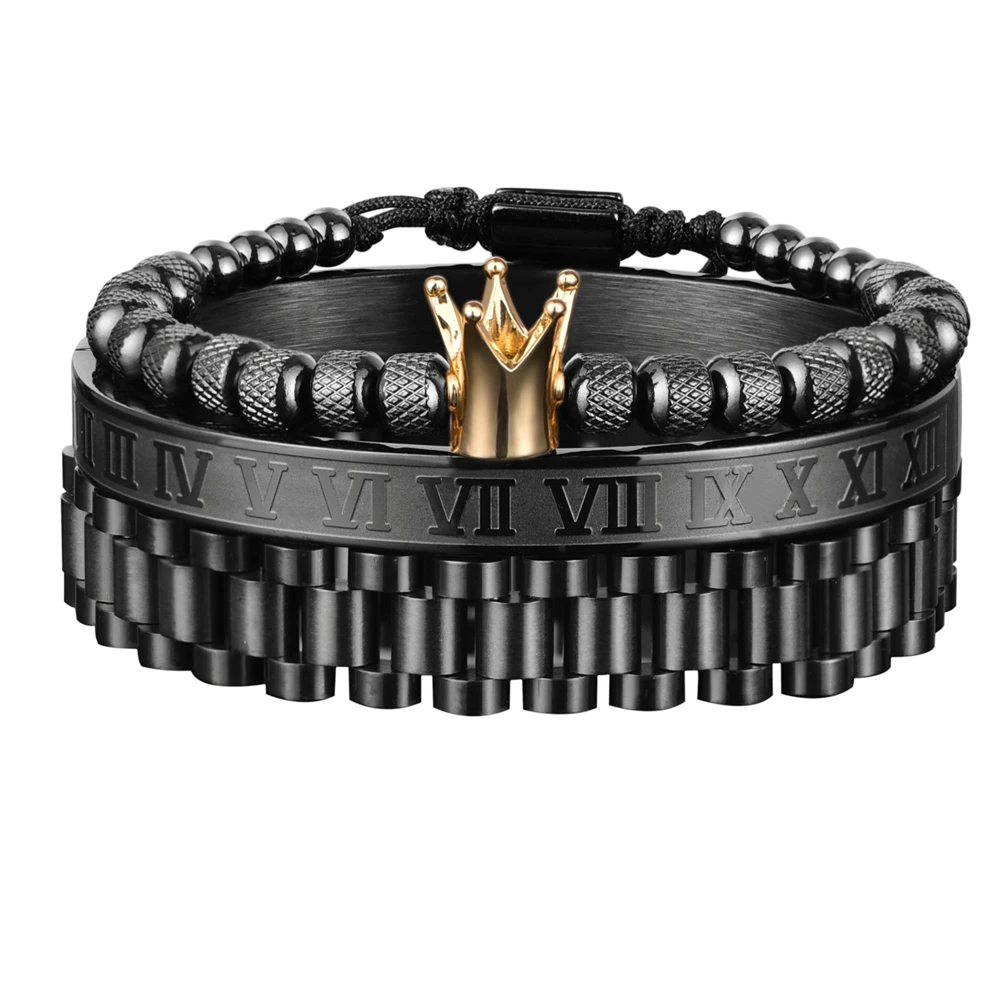 Luxury Crown Roman Numeral Bracelet 12mm Watch Band Stainless Steel Dudes Rollie Hip Hop Macrame Bracelet Wristbands Men Jewelry