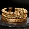 2020 New Design Handmade Braiding Bracelet Hip Hop Men Polished Crown Roman Numeral Bracelet Luxury Jewelry DropShiping