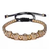 Geometric Faced Crystal Rivets Charms Bracelets For Women Men Copper Beaded Bracelets Male Accessories Pulseira Masculina