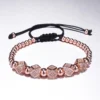 Geometric Faced Crystal Rivets Charms Bracelets For Women Men Copper Beaded Bracelets Male Accessories Pulseira Masculina