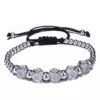 Geometric Faced Crystal Rivets Charms Bracelets For Women Men Copper Beaded Bracelets Male Accessories Pulseira Masculina