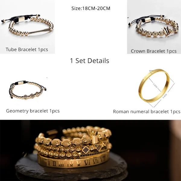 Ha0c5f0add1114ffc924de234186bab06d.webp 2020 New Design Handmade Braiding Bracelet Hip Hop Men Polished Crown Roman Numeral Bracelet Luxury Jewelry DropShiping