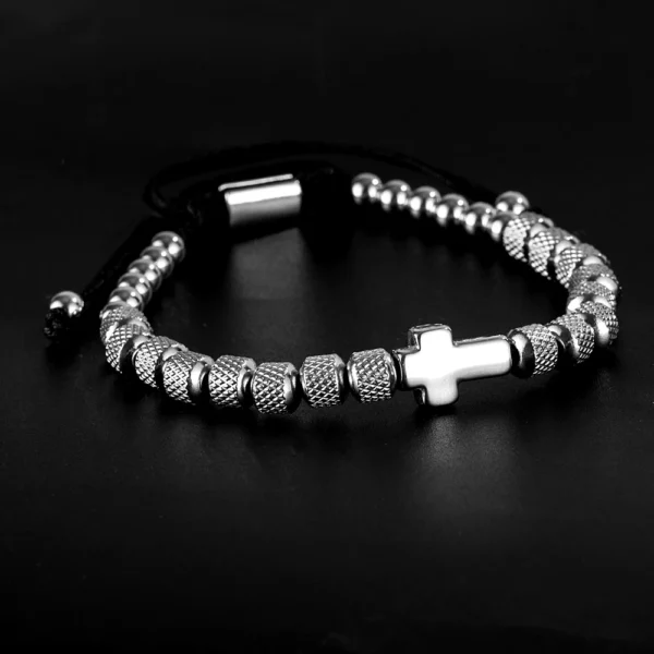 Ha2201060537142e8815476edc0238404x-1.webp Charm Bracelet Cross Stainless Steel Beaded Bracelets Handmade Men Women Prayer Fitness Chain Couple Jewelry Gift