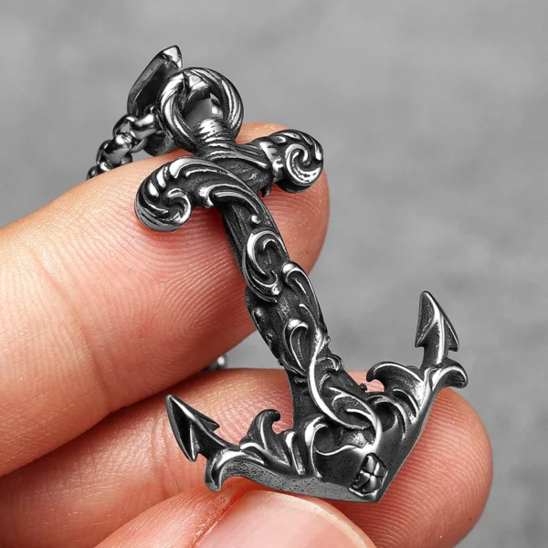 S027ca2217fff442abfb3a809f27e1f97F.webp Sea Wave Anchor Men Necklaces Stainless Steel Pendant Chain Women Fashion Jewelry Punk New In Accessories Gifts Wholesale