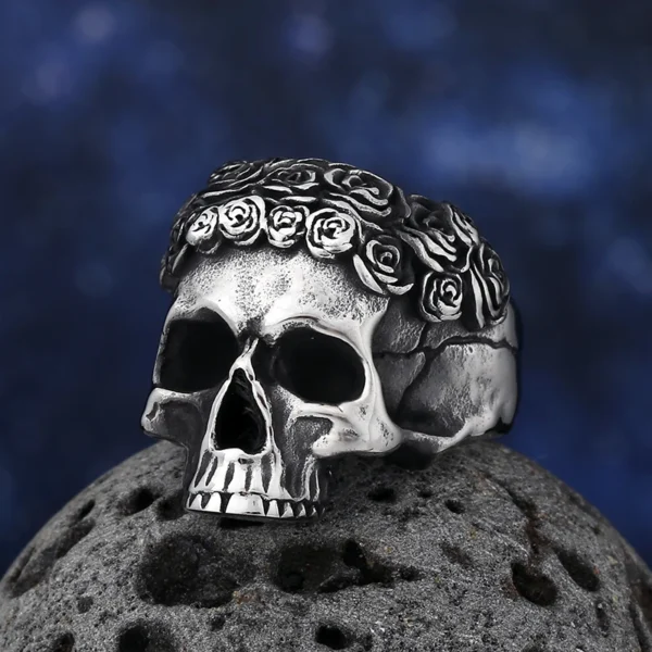 S03a8f7346fa247dfa0b0c27adce832784.webp New Dropshipping 316L Stainless Steel Satan Flower Skull Gothic Punk Motorcycl Jewelry Gifts Freeshipping For Boyfriend Gift