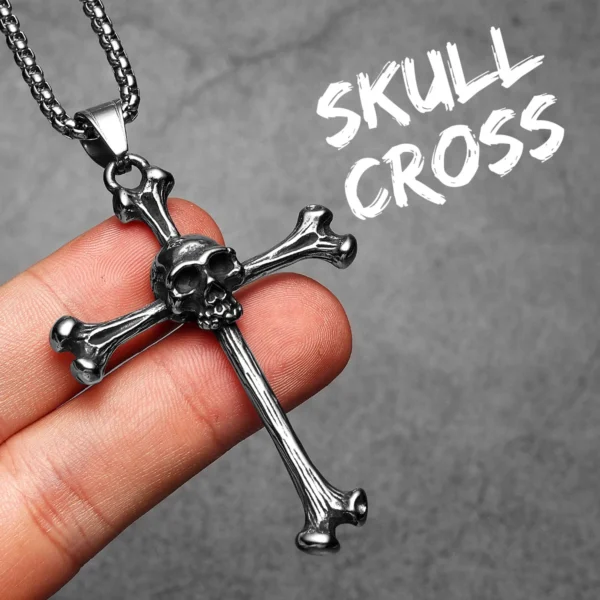 S0960a117b1df4f618a95a33c99c1b5f0y.webp Skull Bone Cross Men Necklaces Stainless Steel Pendant Chain Women Fashion Charm Jewelry Punk New In Accessories Gifts Wholesale