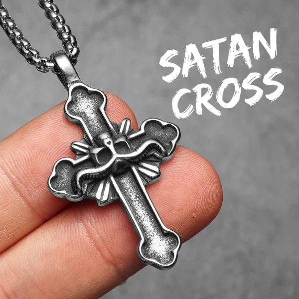 S0be76fc04942441c8640e51d720f005dY.webp Satan Cross Men Necklaces Stainless Steel Pendant Chain Women Fashion Jewelry Punk Amulets New In Accessories Gifts Wholesale