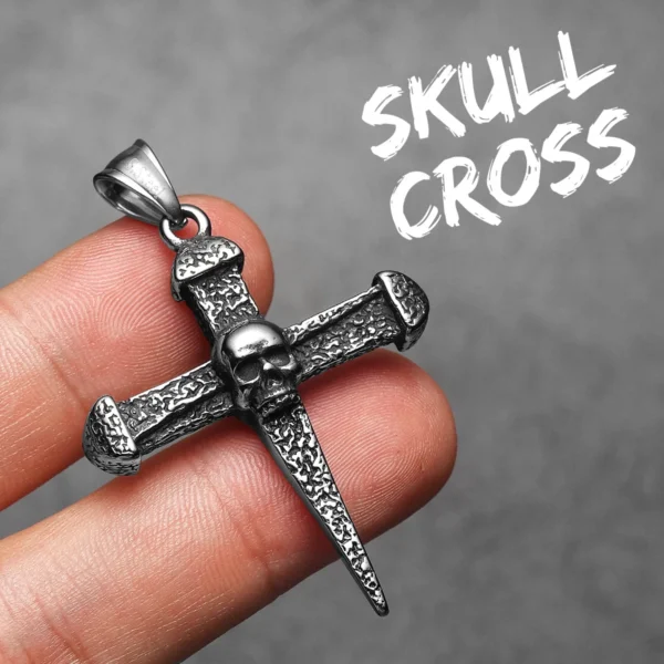 S0cb2cee6d47a4013b644d436217a886cu-1.webp Skull Turquoise Cross Men Necklaces Stainless Steel Pendant Chain Women Fashion Jewelry Double Side Accessories Gifts Wholesale